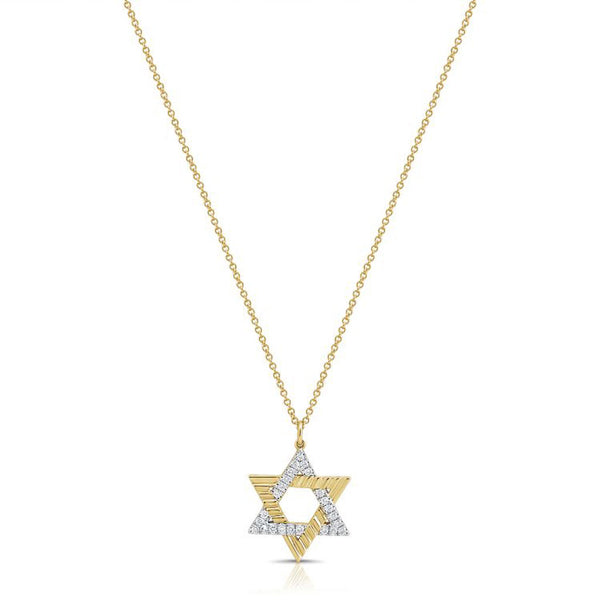 0.19ct Diamond Star Of David Pendant Necklace - 1