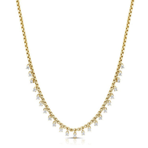 Diamond Four Prong Station Necklace - 1