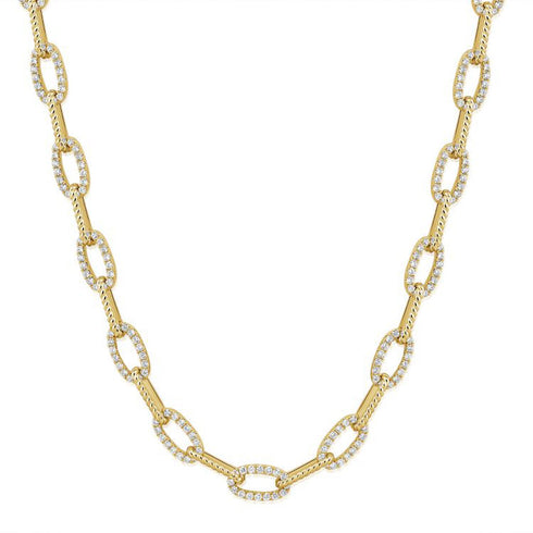 Diamond Paperclip Link Necklace - 1