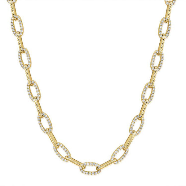 Diamond Paperclip Link Necklace - 1