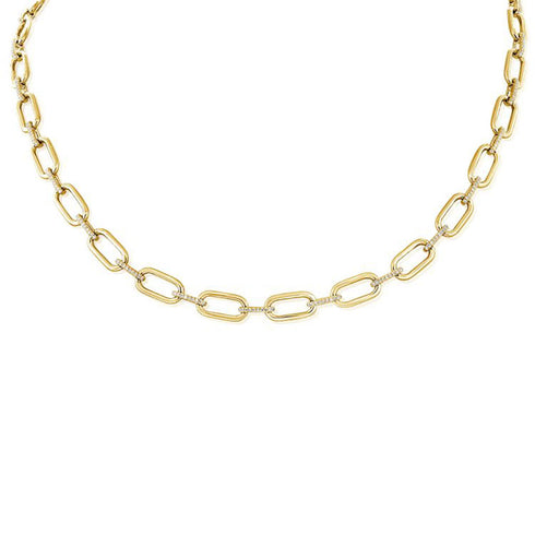 Diamond Paperclip Link Necklace - 1