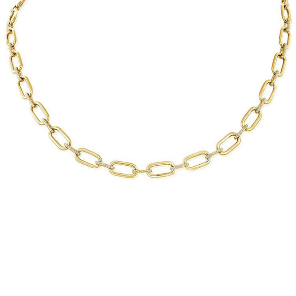 Diamond Paperclip Link Necklace - 1