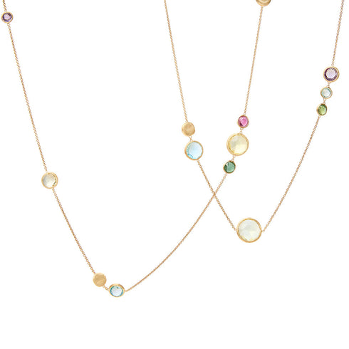 18K Yellow Gold Gemstone Necklace, 36" - 1