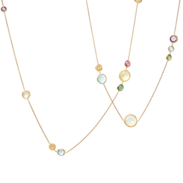 18K Yellow Gold Gemstone Necklace, 36" - 1