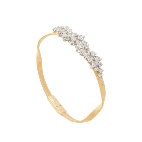 18K Yellow Gold Diamond Bangle,4 mm - 1