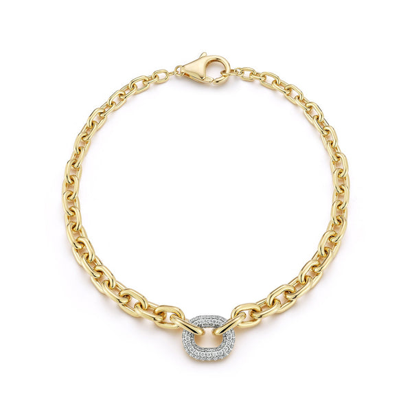 Morrell 18K Gold Graduated Link Chain Bracelet With One Diamond Link - 1