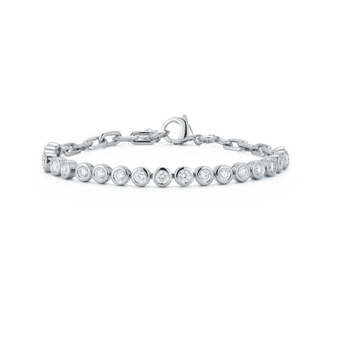 Classic 18K Bezel Set Diamond Tennis Bracelet - 1