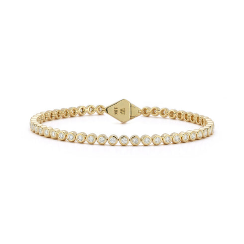 Classic 18K Bezel Set Diamond Tennis Bracelet With Origami Clasp - 1