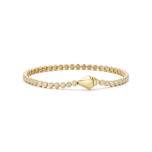 Classic 18K Bezel Set Diamond Tennis Bracelet With Origami Clasp - 2