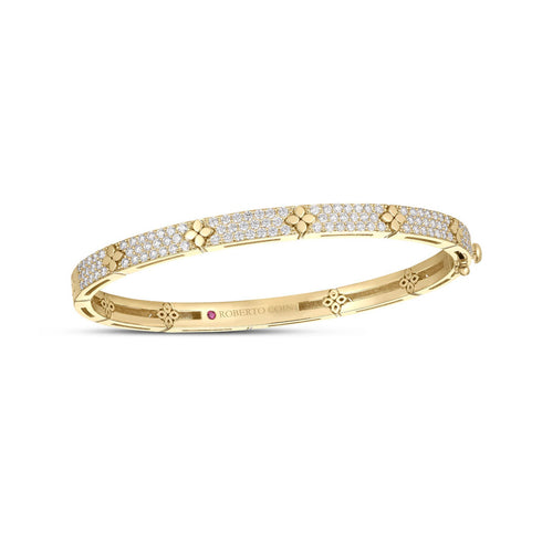 Love In Verona Pavé Diamond And Polished Flower Bangle - 1