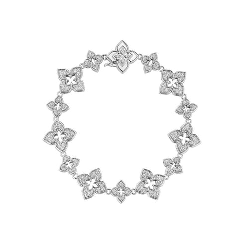 Ventian Princess Alternating Size Pavé Diamond Flower Bracelet - 1