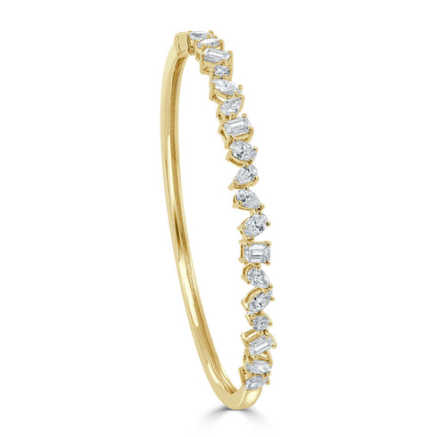 14k Gold & Fancy-Shape Diamond Bangle - 3.08ct - 1