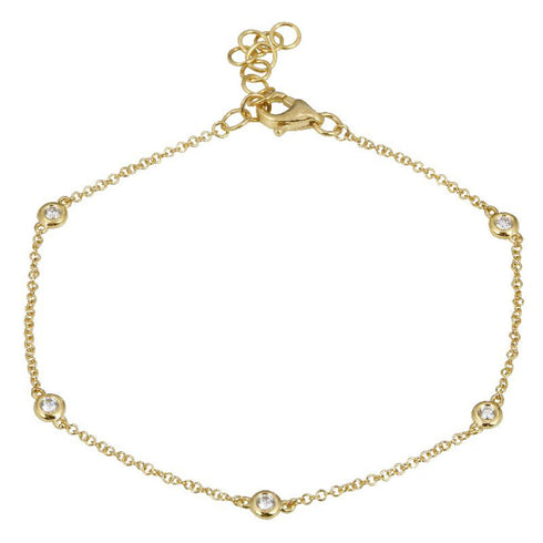14K Gold Diamond Bezel Bracelet - 0.10ct - 1