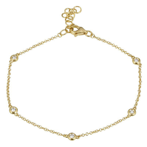 14K Gold Diamond Bezel Bracelet - 0.10ct - 1