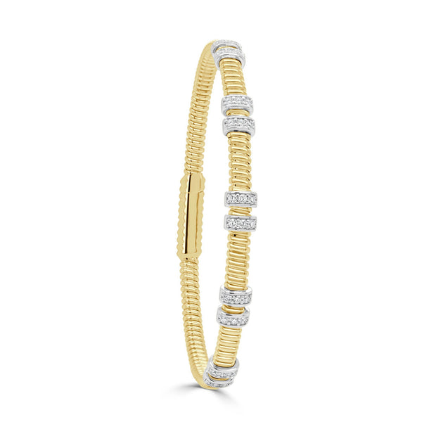 14K Gold & Diamond Flexible Bangle - 0.36ct - 1