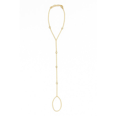 14K Gold & Diamond Hand Chain Bracelet - 0.11ct - 1