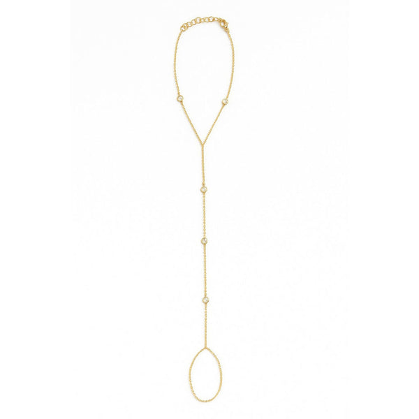 14K Gold & Diamond Hand Chain Bracelet - 0.11ct - 1