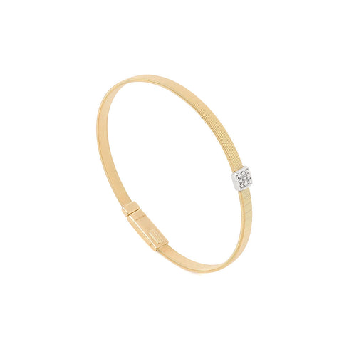 18K Yellow Gold Coil Bangle with Diamonds, 4mm - 1