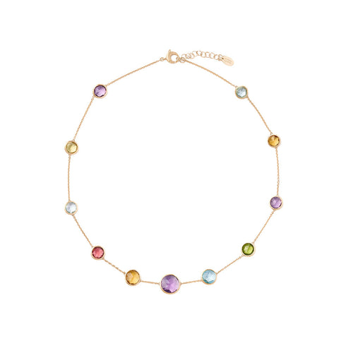 18K Yellow Gold Gemstone Necklace, 16.5"-18" - 1