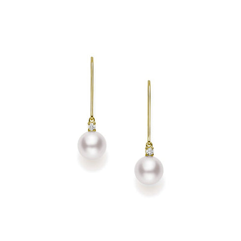 Akoya Cultured Pearl Drop Earrings in 18K Yellow Gold - 1