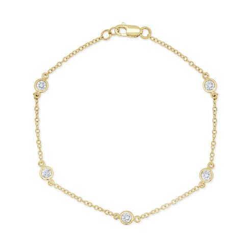 14K Gold & Diamond Bezel Station Bracelet - 0.52ct - 1