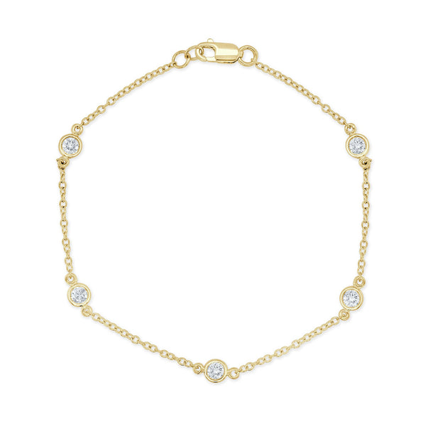 14K Gold & Diamond Bezel Station Bracelet - 0.52ct - 1