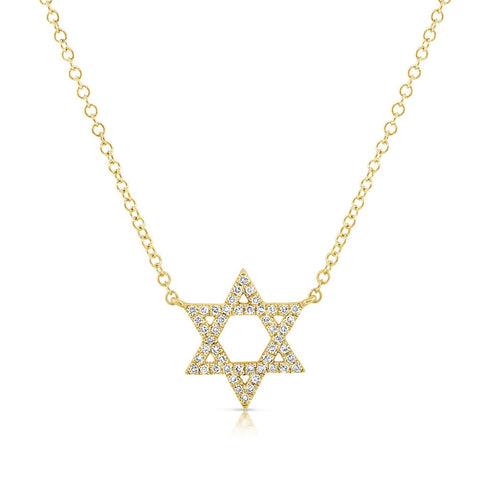 14k Gold & Diamond Star of David Pendant - 0.10ct - 1