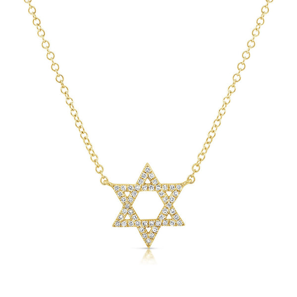 14k Gold & Diamond Star of David Pendant - 0.10ct - 1