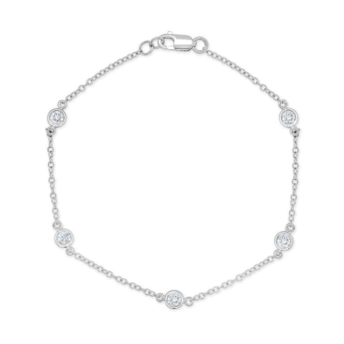 14K Gold & Diamond Bezel Station Bracelet - 0.52ct - 1