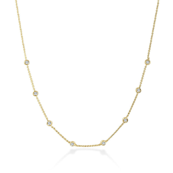 14K Gold & Diamond Station Necklace - 0.60ct - 2