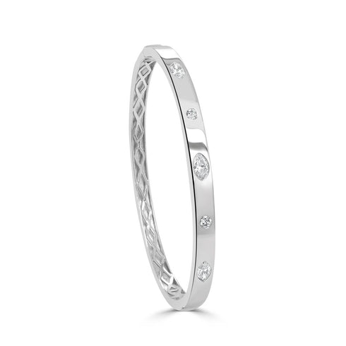 14K Gold Diamond Marquise Bangle- 0.75 CT - 1