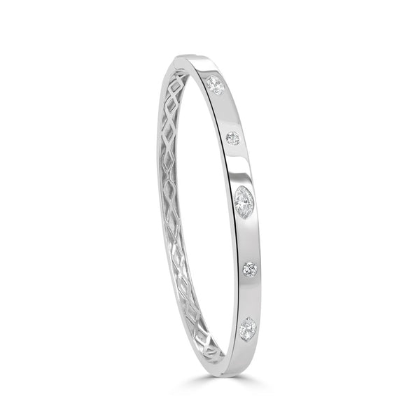 14K Gold Diamond Marquise Bangle- 0.75 CT - 1