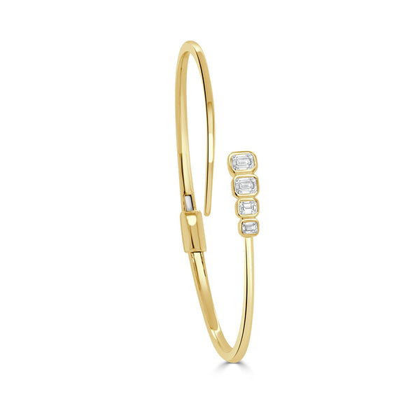 14K Gold Emerald Cut Diamond Bangle - 0.64 CT. - 1
