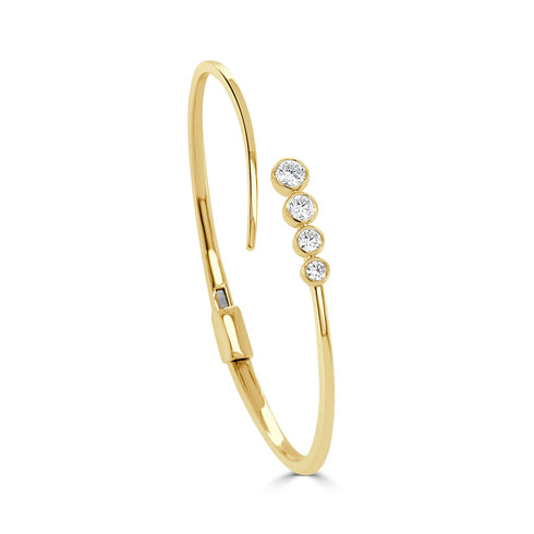14K Gold Round Diamond Bangle - 0.64 CT - 1