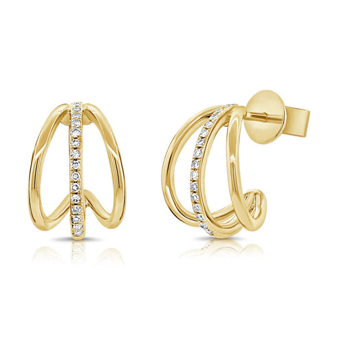 14K Gold & Diamond Cage Earrings - 0.08ct - 1