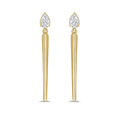 14K Gold & Pear-Shape Diamond Earrings - 0.31ct - 1