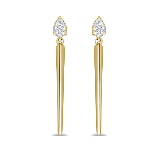 14K Gold & Pear-Shape Diamond Earrings - 0.31ct - 1