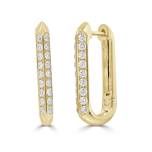 18K Gold & Diamond Rectangular Earrings - 0.56ct - 1