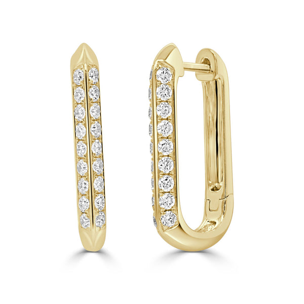 18K Gold & Diamond Rectangular Earrings - 0.56ct - 1