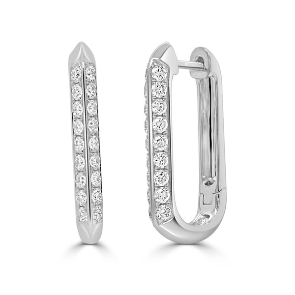 18K Gold & Diamond Rectangular Earrings - 0.56ct - 1