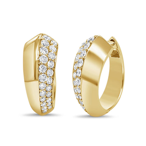 14K Gold & Diamond Huggie Earrings - 0.50ct - 1