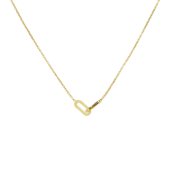 14k Gold Tiny Paperclip Link Necklace - 1