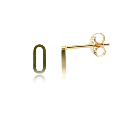 14k Gold Paperclip Link Stud Earrings - 1