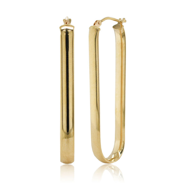 14K GOLD OBLONG HOOP EARRINGS - 1