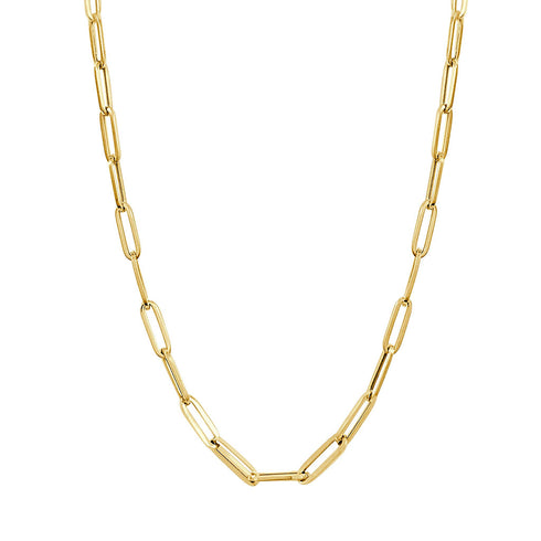 14k Gold Paperclip Link Necklace - Medium - 1