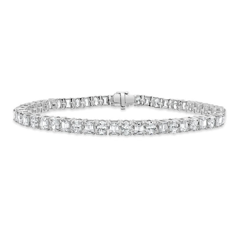 18K Gold Emerald Cut & Oval Diamond Alternating Bracelet - 9.22ct - 1