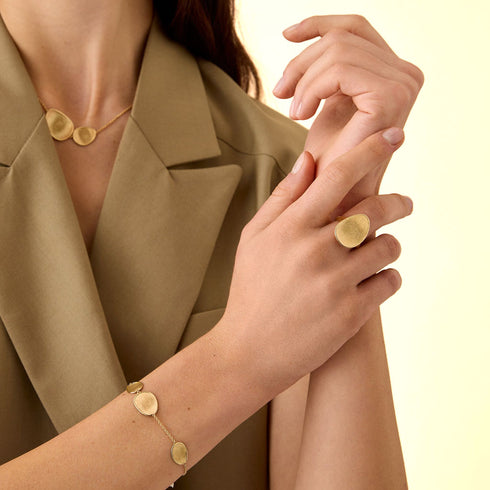 18K Yellow Gold Petal Petal Station Bracelet, 7"-8.5" - 3