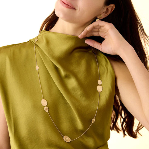 18K Yellow Gold Scattered Petal Necklace, 36" - 3