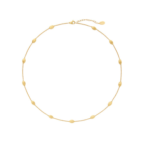 18K Yellow Gold Small Bean Necklace, 16.5"-18" - 1