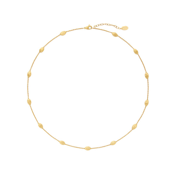 18K Yellow Gold Small Bean Necklace, 16.5"-18" - 1